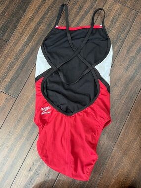 Speedo Red and Black Training One-Piece Swimsuit